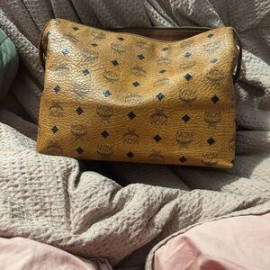 MCM Cognac authentic travel cosmetic bag